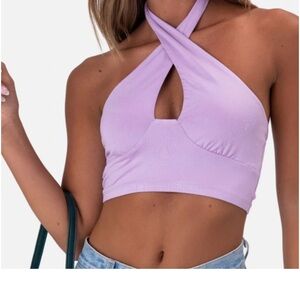 Adika Lavender Halter Swim Crop Top